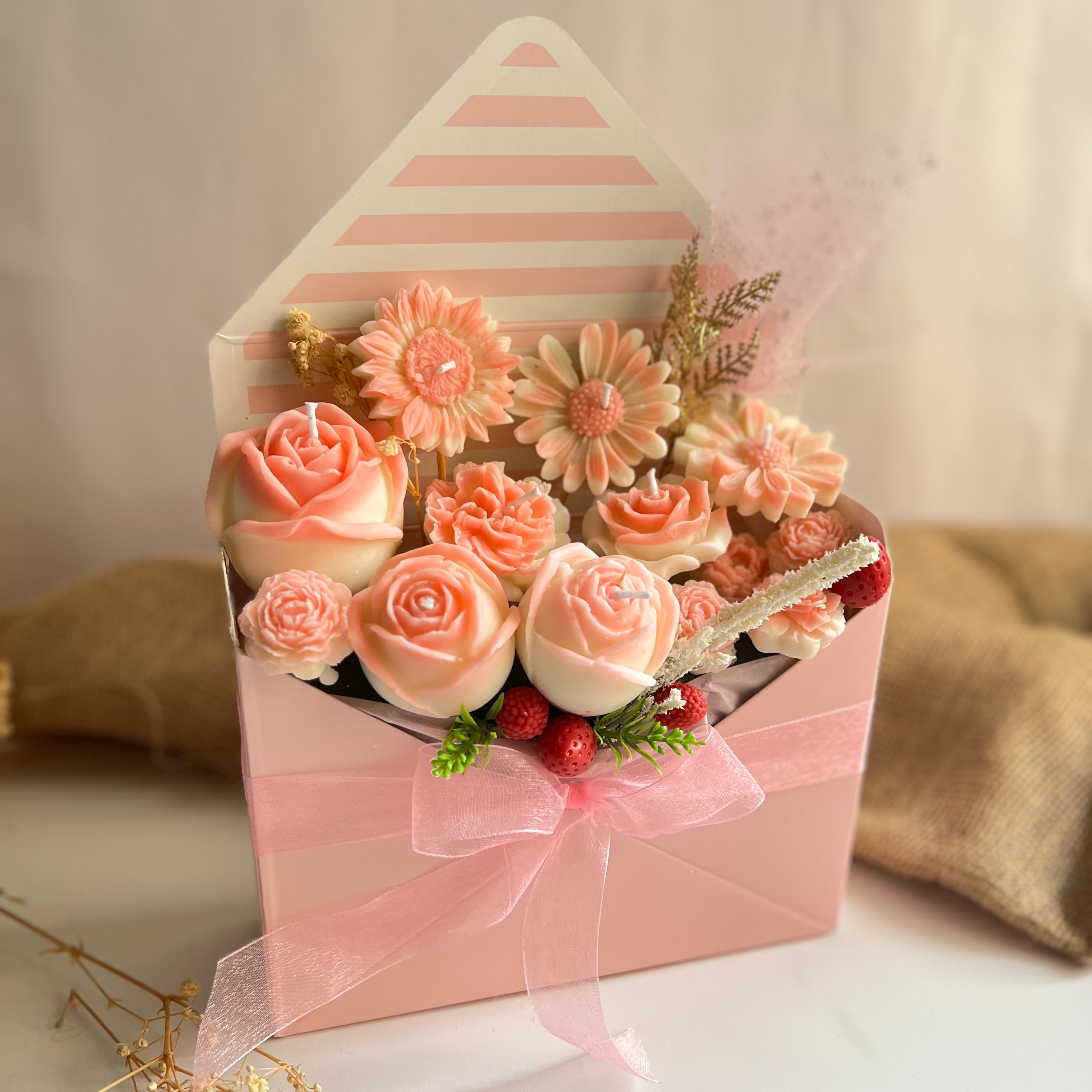 Scented Soy Wax Flower Envelope Bouquet - SweeDesi